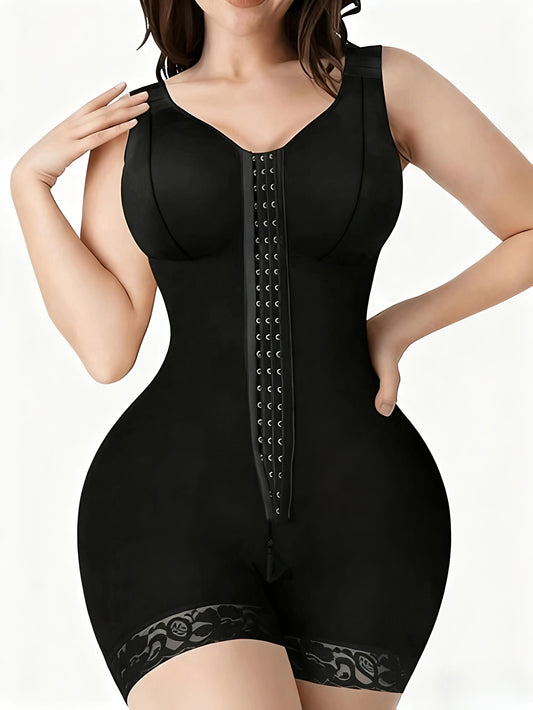 1pc Women's Postpartum Tummy Control Shapewear Bodysuit - High Support Butt Lifter with Front Zipper, Lace Trim & No Padding, Solid Color Body Shaper for Postpartum & Casual Attire, Postpartum Shapewear, Postpartum Support, S Store ARBELLA'S