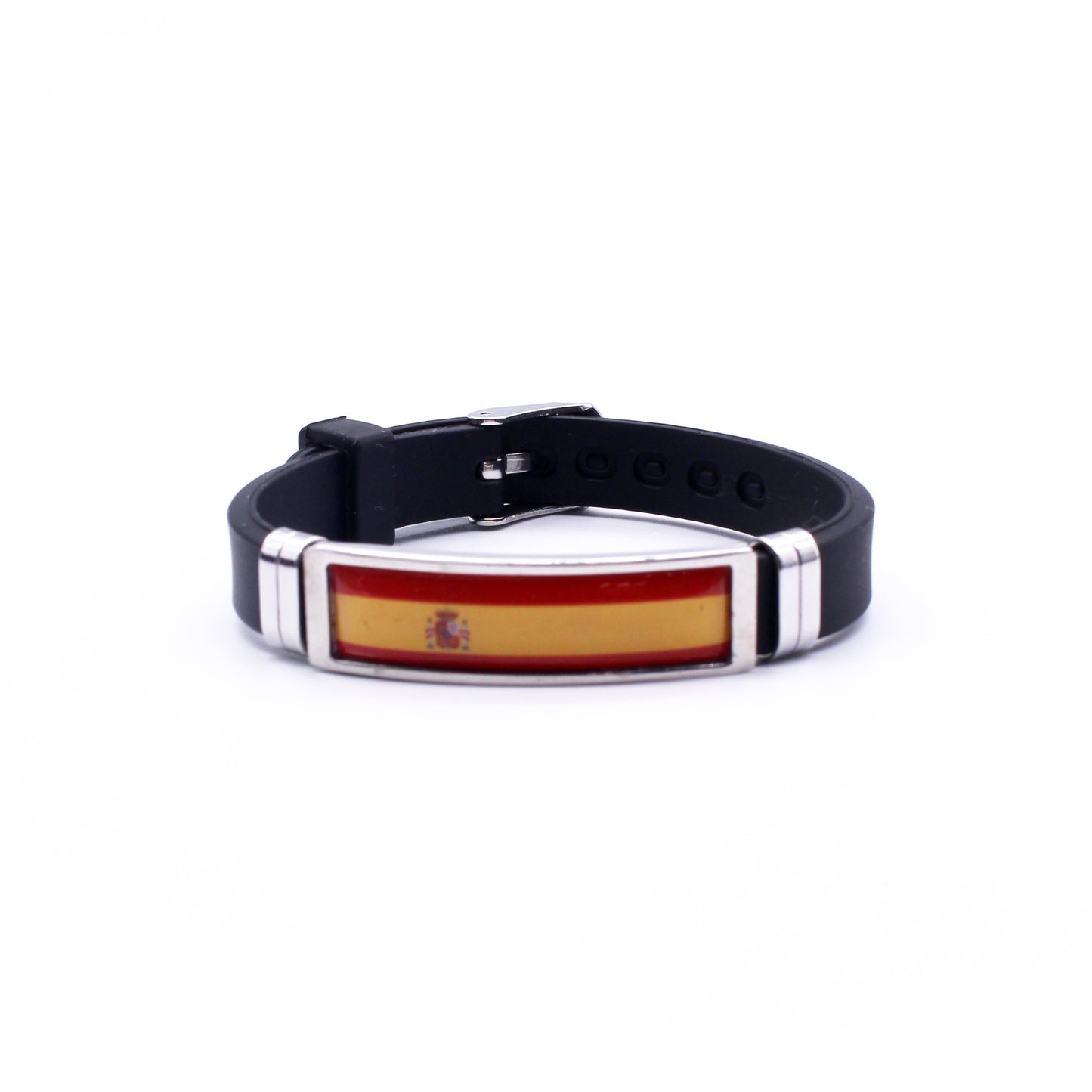 Adjustable Patriotic Flag Bracelet - Versatile Black Silicone Wristband for Sports Fans