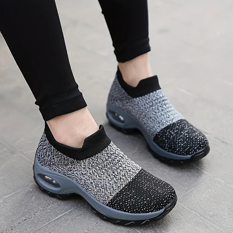 Women's Breathable Mesh Slip-On Sneakers - Lightweight, Non-Slip Air Cushion Sole Casual Shoes for All Seasons | Comfortable & Stylish Low-Top Design with EVA Insole