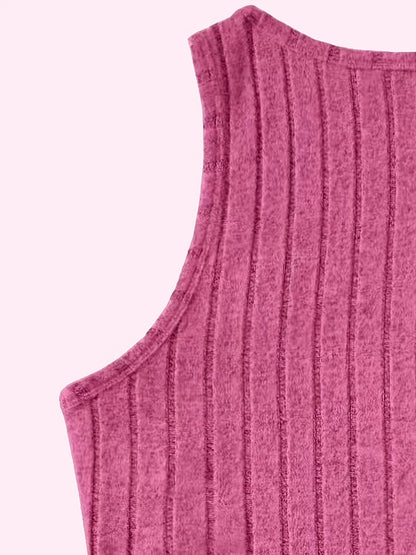 Spring/Summer Essentials: Women's Casual Ribbed Knit Tank Top & Shorts Set | Comfortable, Versatile & Easy Care