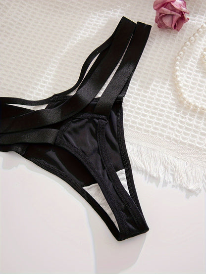 3pcs Elegant Women's Thongs in Black, White, & Red - Soft Nylon & Elastane Blend, Non-See-Through, Hand Washable - Comfortable & Stylish Lingerie with Adjustable Straps Store ARBELLA'S