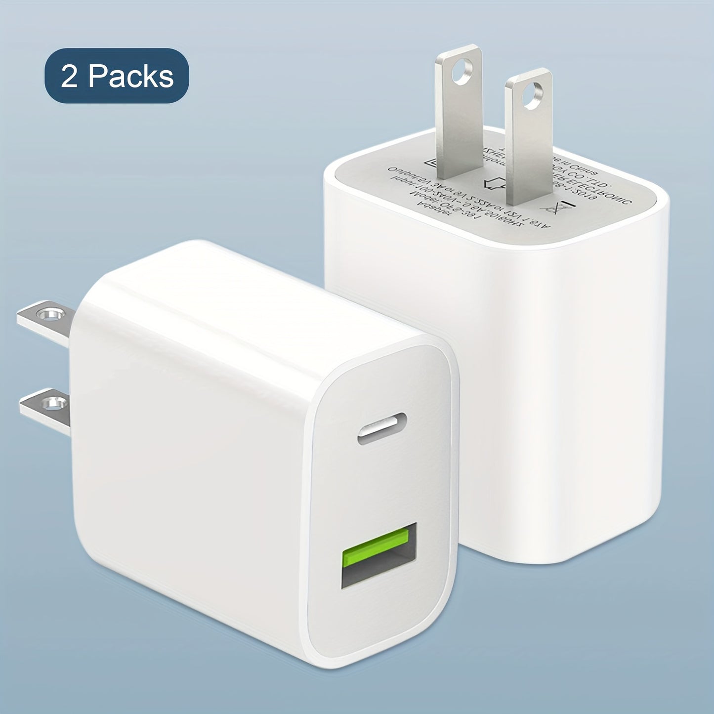 [2 pack] USB-C Wall Charger with 20W durable dual port QC+PD 3.0 power adapter with dual Quick plug charging Block Suitable for iPhone 14/14 Pro/14 Pro Max/14