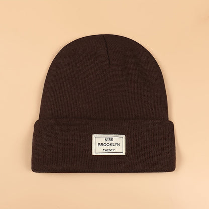 Candy Color Unisex Basic Beanie Simple Label Patch Knit Hats Warm Skull Cap Cuffed Beanies For Women Men Autumn & Winter Store ARBELLA'S