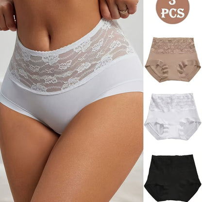 Conjunto de 3 piezas de ropa interior para mujer de cintura alta, elegante y con contorno - Control de abdomen y realce. 7