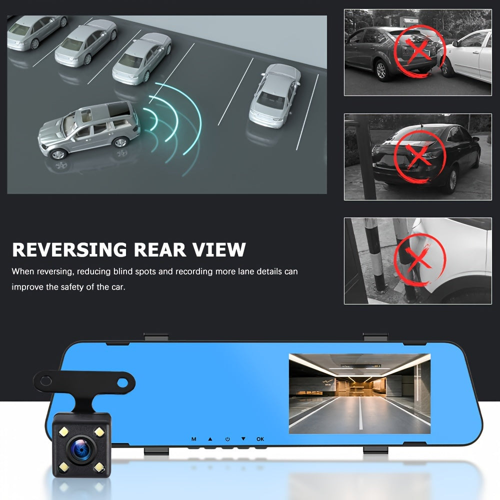 4.5in rearview mirror recorder Full Hd 1080p rearview mirror automobile dash cam dual lens video recorder automobile DVR dash cam cycle