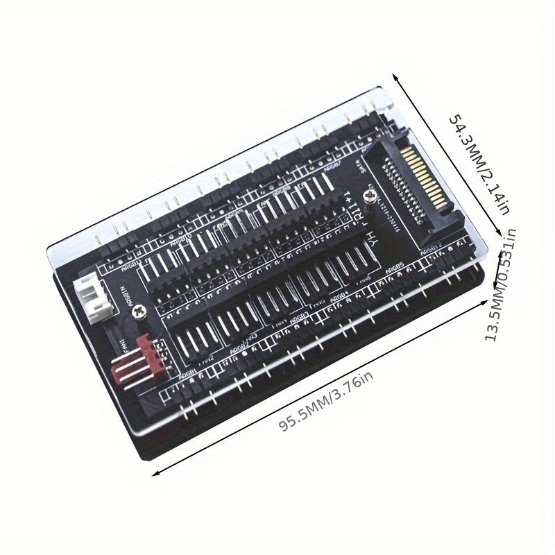 RGB Fan 5V 3-pin ARGB Splitter With 16-way Temperature-controlled PWM Speed Controller For Synchronized Lighting With AURA Motherboard