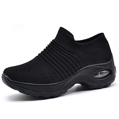 Lightweight Womens Geometric Low Top Sneakers - Breathable Fabric Upper, Air Cushion Sole, EVA Insole, Pull-On Closure, Perfect for Summer - Comfortable and Stylish Footwear