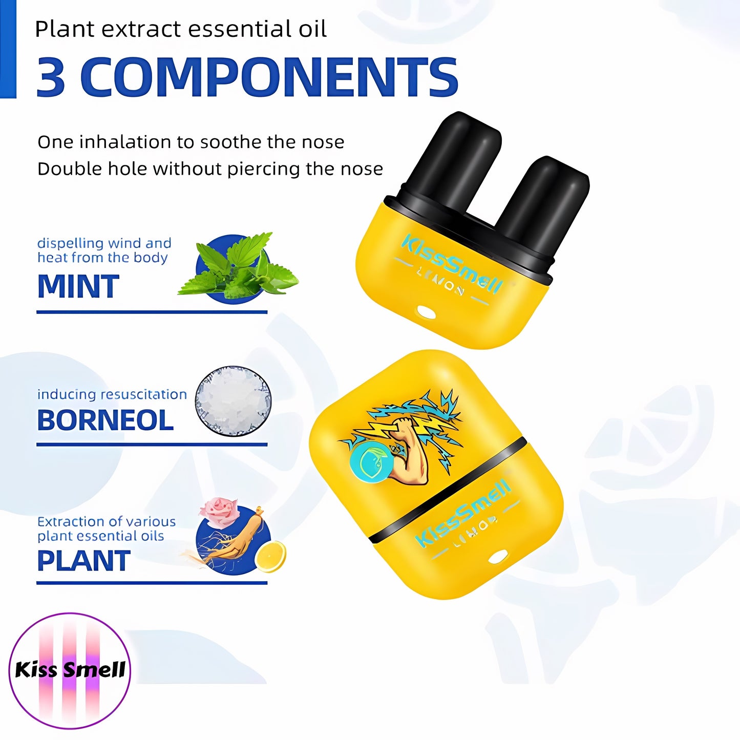 5 Flavors To Stay Alert, Rejuvenated, With Essential Oil-Infused Portable Dual-Nozzle Nasal Inhaler, For Hardworking You, Relieving Stress, Comfortable All Day