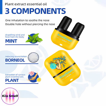 5 Flavors To Stay Alert, Rejuvenated, With Essential Oil-Infused Portable Dual-Nozzle Nasal Inhaler, For Hardworking You, Relieving Stress, Comfortable All Day