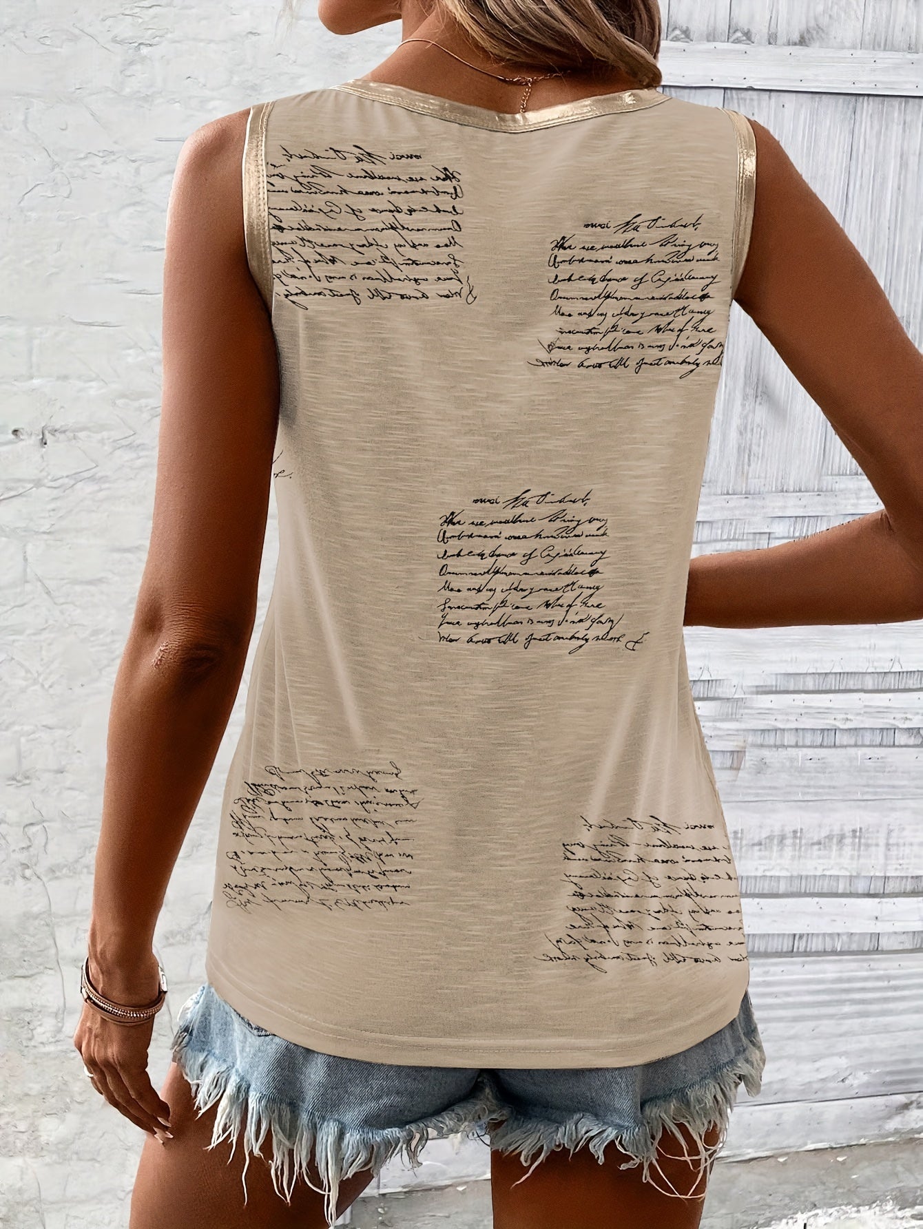 Vibrant Pink Sleeveless Tank Top | Women's Casual Elegant Round Neck Summer Top, Golden Letter Print, Machine Washable, Nontransparent Material Store ARBELLA'S