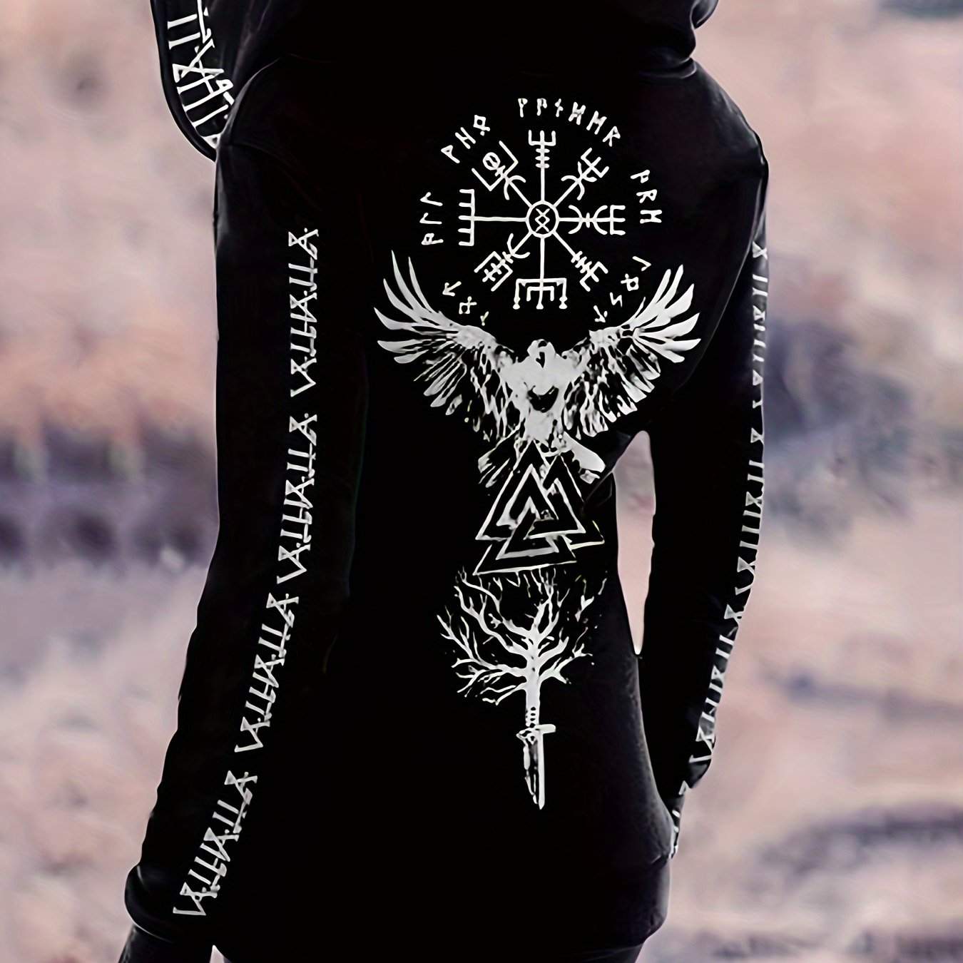 Vintage Gothic Style Viking Pattern Hoodie | Women's Casual Zipper Long Sleeve Drawstring Sweatshirt Store ARBELLA'S