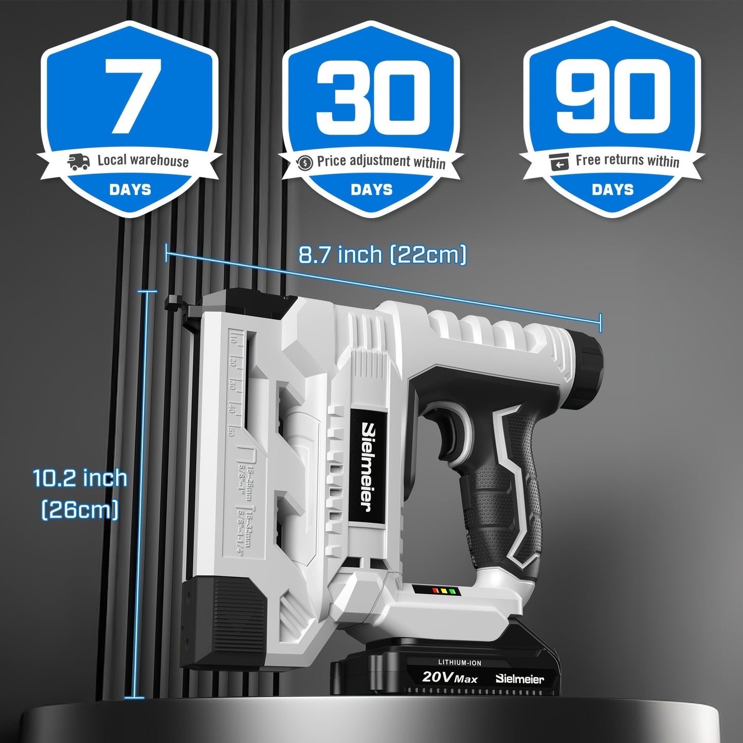 Cordless 2-in-1 Nail Gu] Bielmeier 2-in-1 Cordless Nail Gun 20V/4V, No Compressor, No Cord, Lightweight Design for Carpentry & Upholstery, with LED Work Light, Safety Striker Guard, Adjustable Depth, Battery & Charger, 1600/2 Store ARBELLA'S