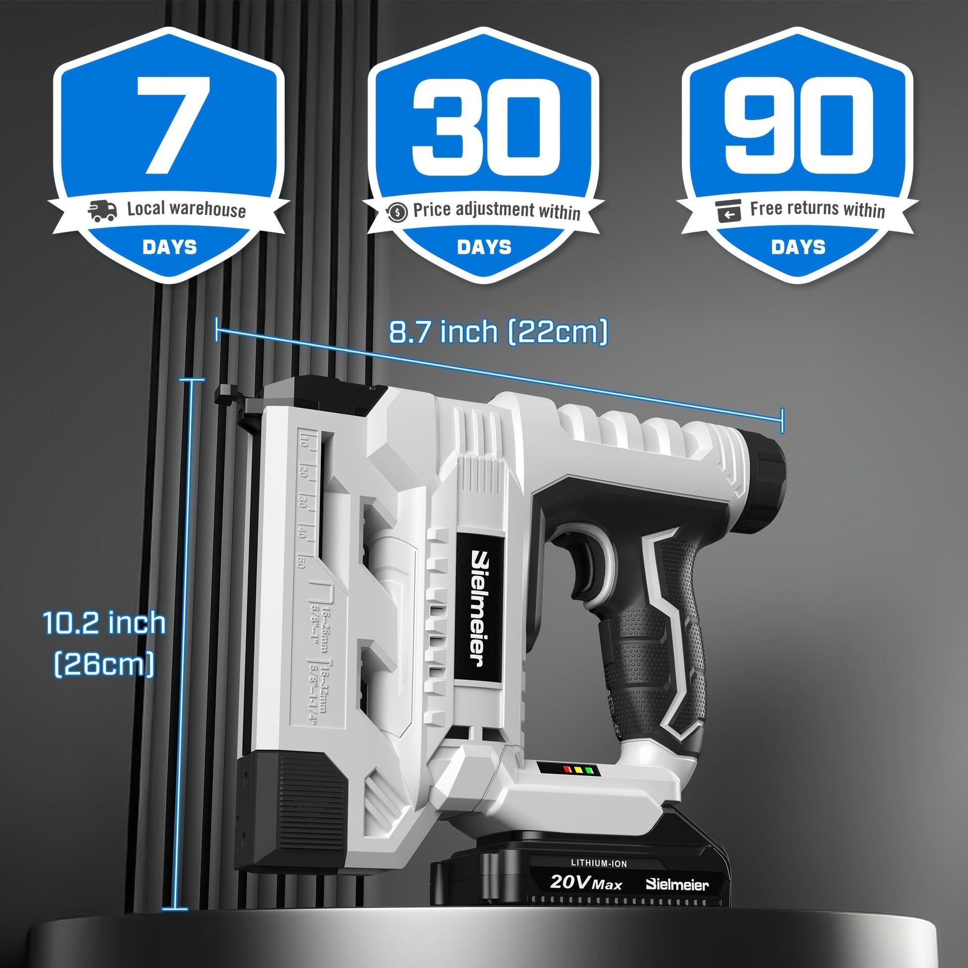 Cordless 2-in-1 Nail Gu] Bielmeier 2-in-1 Cordless Nail Gun 20V/4V, No Compressor, No Cord, Lightweight Design for Carpentry & Upholstery, with LED Work Light, Safety Striker Guard, Adjustable Depth, Battery & Charger, 1600/2 Store ARBELLA'S