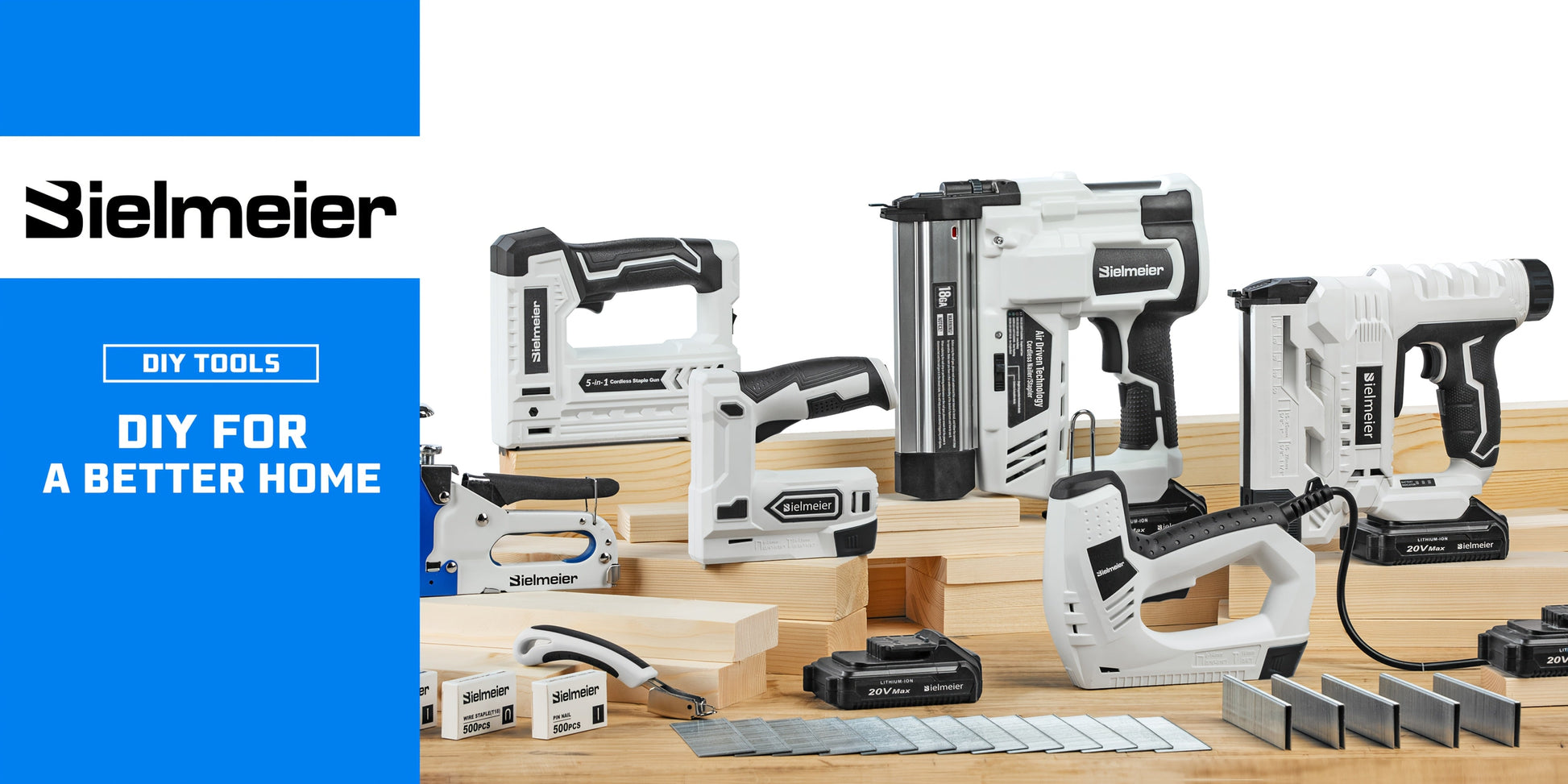 Cordless 2-in-1 Nail Gu] Bielmeier 2-in-1 Cordless Nail Gun 20V/4V, No Compressor, No Cord, Lightweight Design for Carpentry & Upholstery, with LED Work Light, Safety Striker Guard, Adjustable Depth, Battery & Charger, 1600/2 Store ARBELLA'S