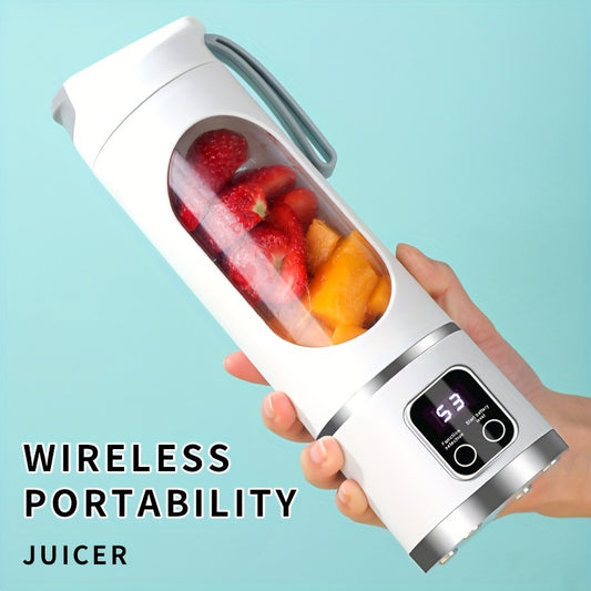 Portable 15.22oz Usb Rechargeable Blender With Led Display - Ideal For Milkshakes & Fresh Juice, Durable Abs Material