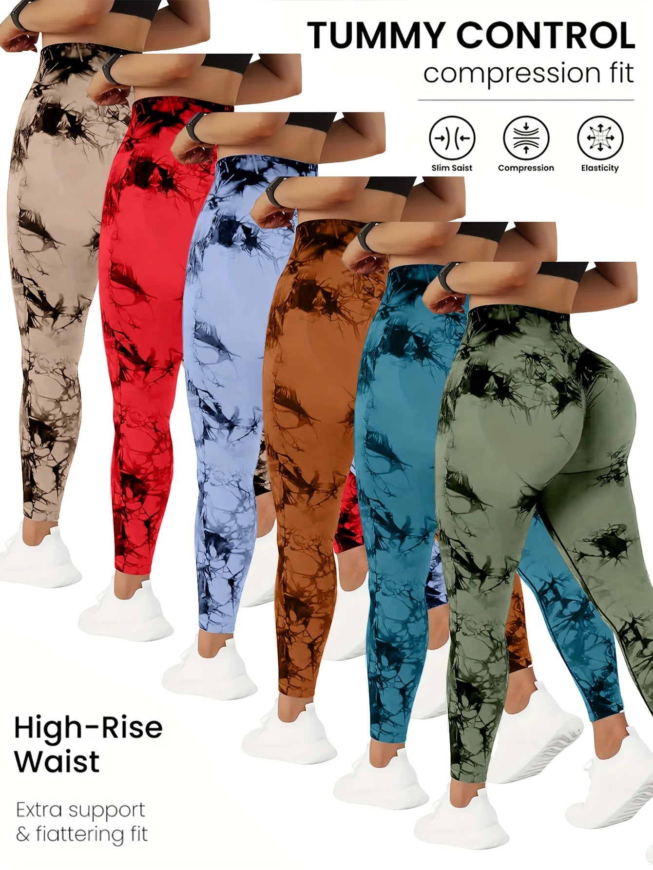 6pcs Workout  Leggings Sets For Women, Gym Scrunch ButtButt Lifting Seamless Leggings Store ARBELLA'S