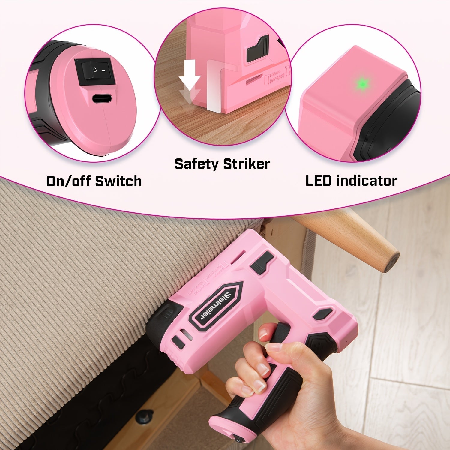 Cordless 2-in-1 Nail Gu] Bielmeier 2-in-1 Cordless Nail Gun 20V/4V, No Compressor, No Cord, Lightweight Design for Carpentry & Upholstery, with LED Work Light, Safety Striker Guard, Adjustable Depth, Battery & Charger, 1600/2 Store ARBELLA'S