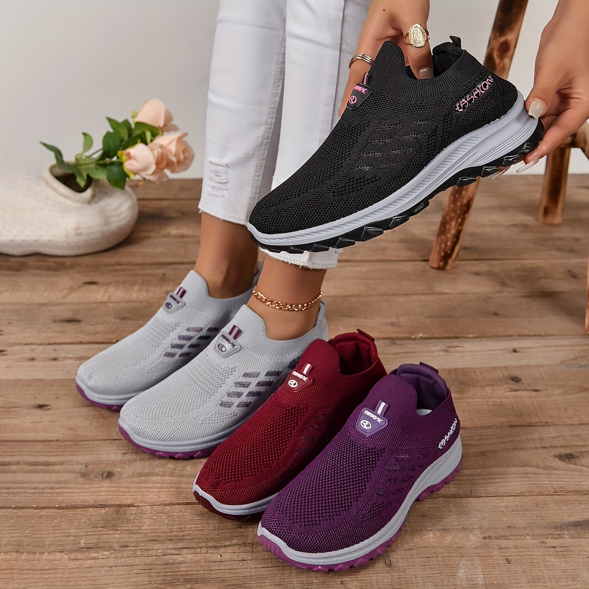 Cozy Chunky Sock Shoes - Soft Fabric Upper, Slip-On Design, Low Top Profile, EVA Sole, Breathable Fabric Insole, Perfect for All-Season Casual Gym Walking and Everyday Wear