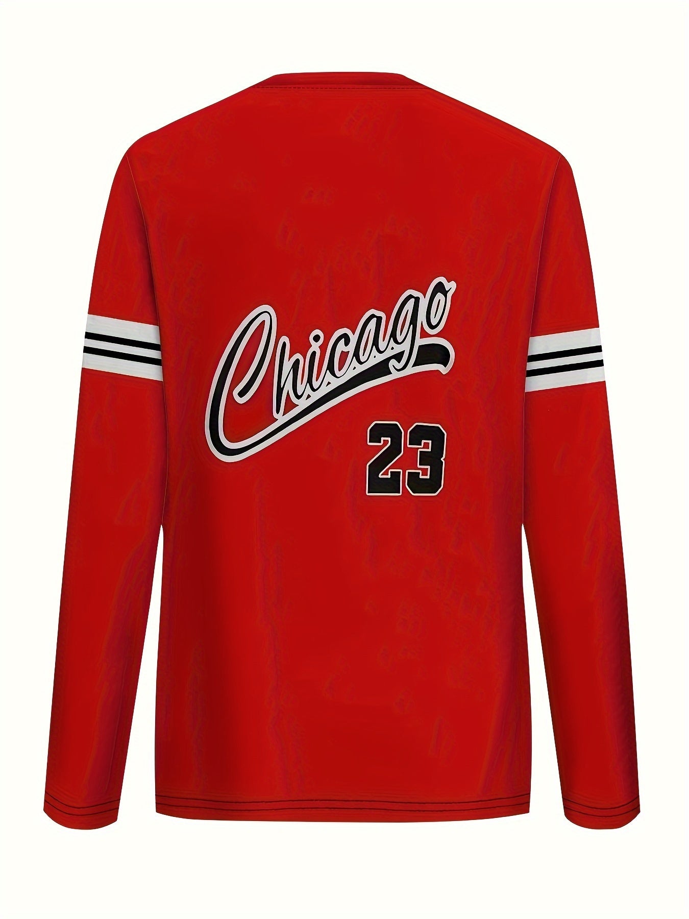 Chicago 23 Graphic Men's Long Sleeve T-Shirt - Soft, Breathable Polyester Crew Neck Tee | Machine Washable | Casual Casual Attire