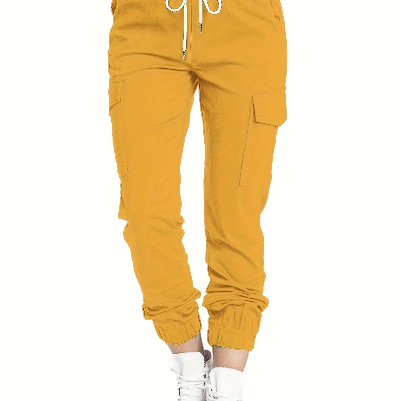 Y2K Chic Drawstring Cargo Pants - Stretchy Elastic Waist, Long Length, Multiple Pockets, Casual Comfortable Women's Clothing for Everyday Wear Store ARBELLA'S