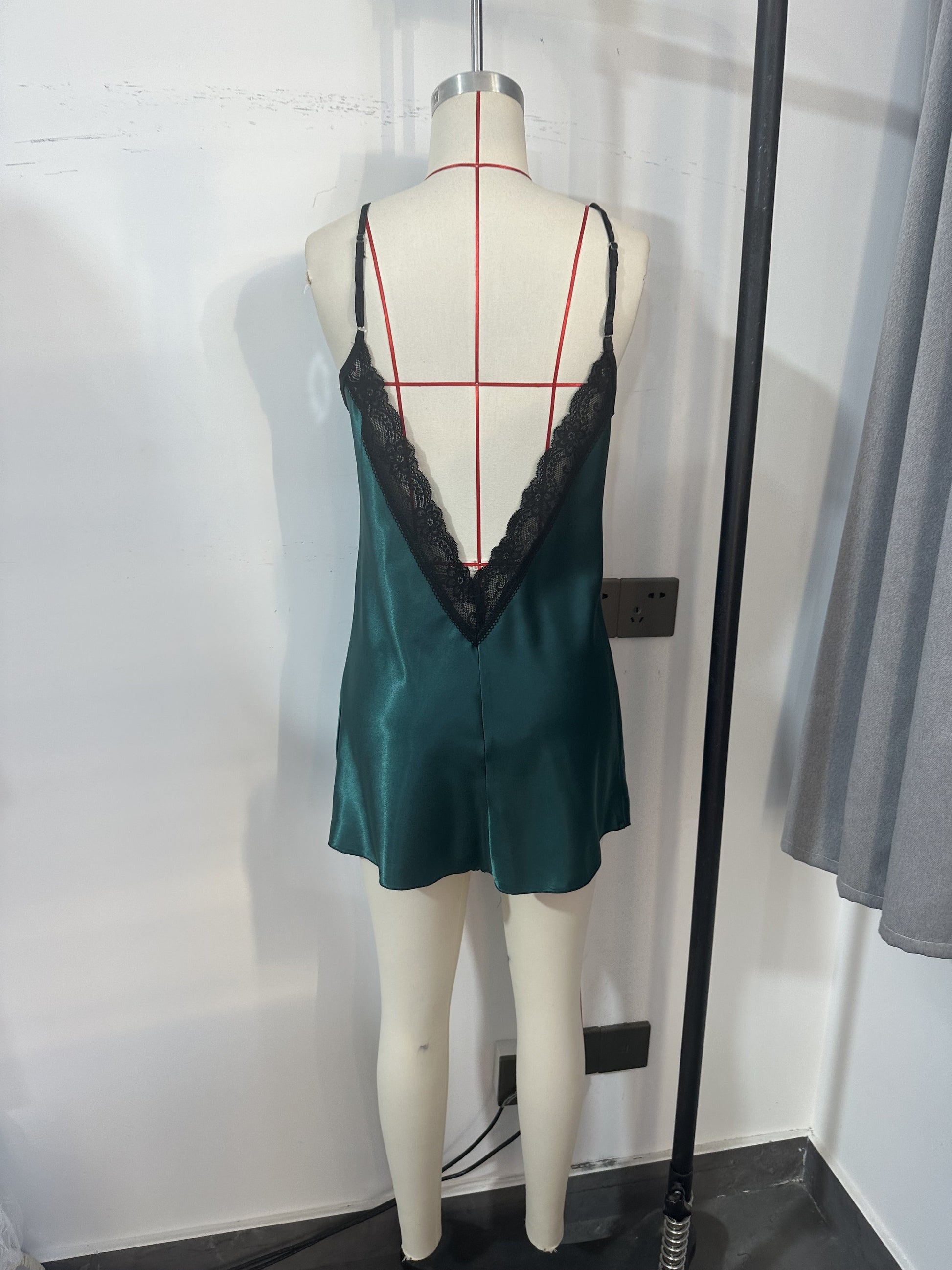 V Neck Backless Satin Lace Trim Slip Nightdress -  Solid Mini Sleep Dress for Women Store ARBELLA'S