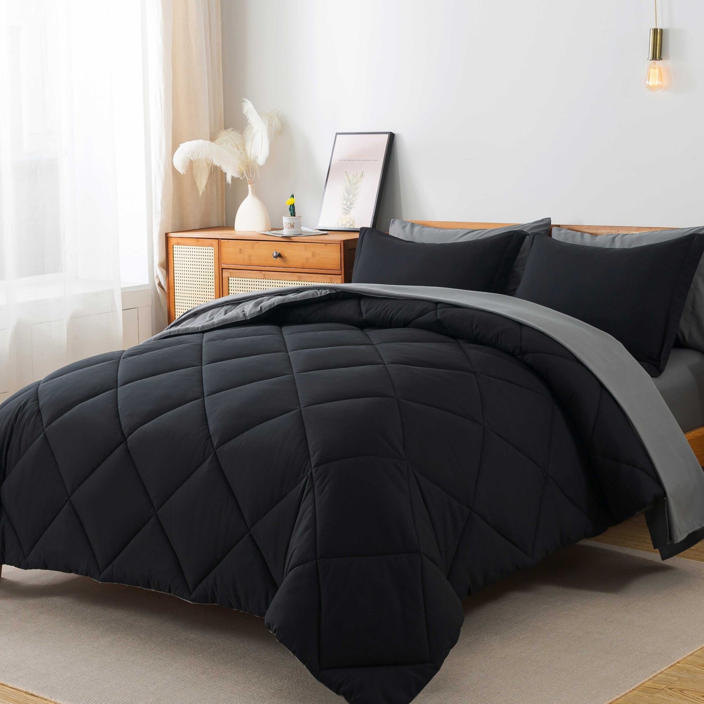 7pcs Luxurious Ultra-Soft Comforter Set | Breathable, Quilted Comforter, Flat Sheet, Fitted Sheet, Pillowcases, Pillow Shams | Warmth for All Seasons, School, Valentine's Day, Boys And Girls, Bed In A Bag Store ARBELLA'S