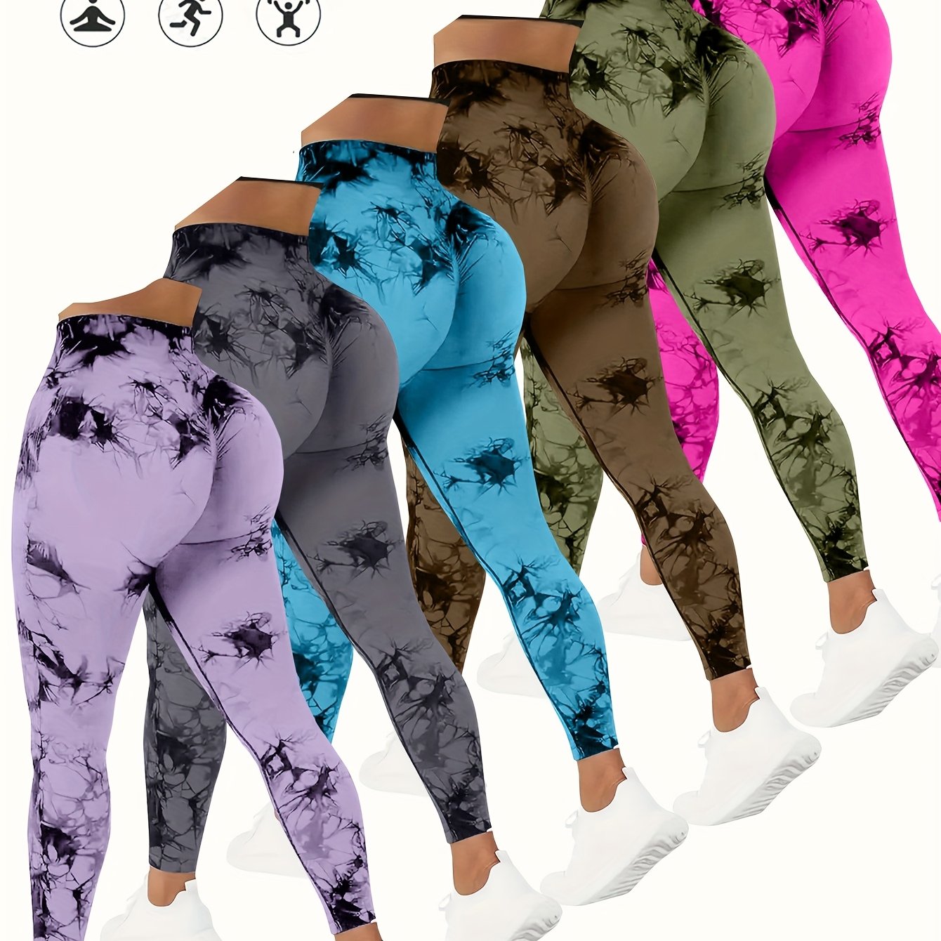 6pcs Workout  Leggings Sets For Women, Gym Scrunch ButtButt Lifting Seamless Leggings Store ARBELLA'S