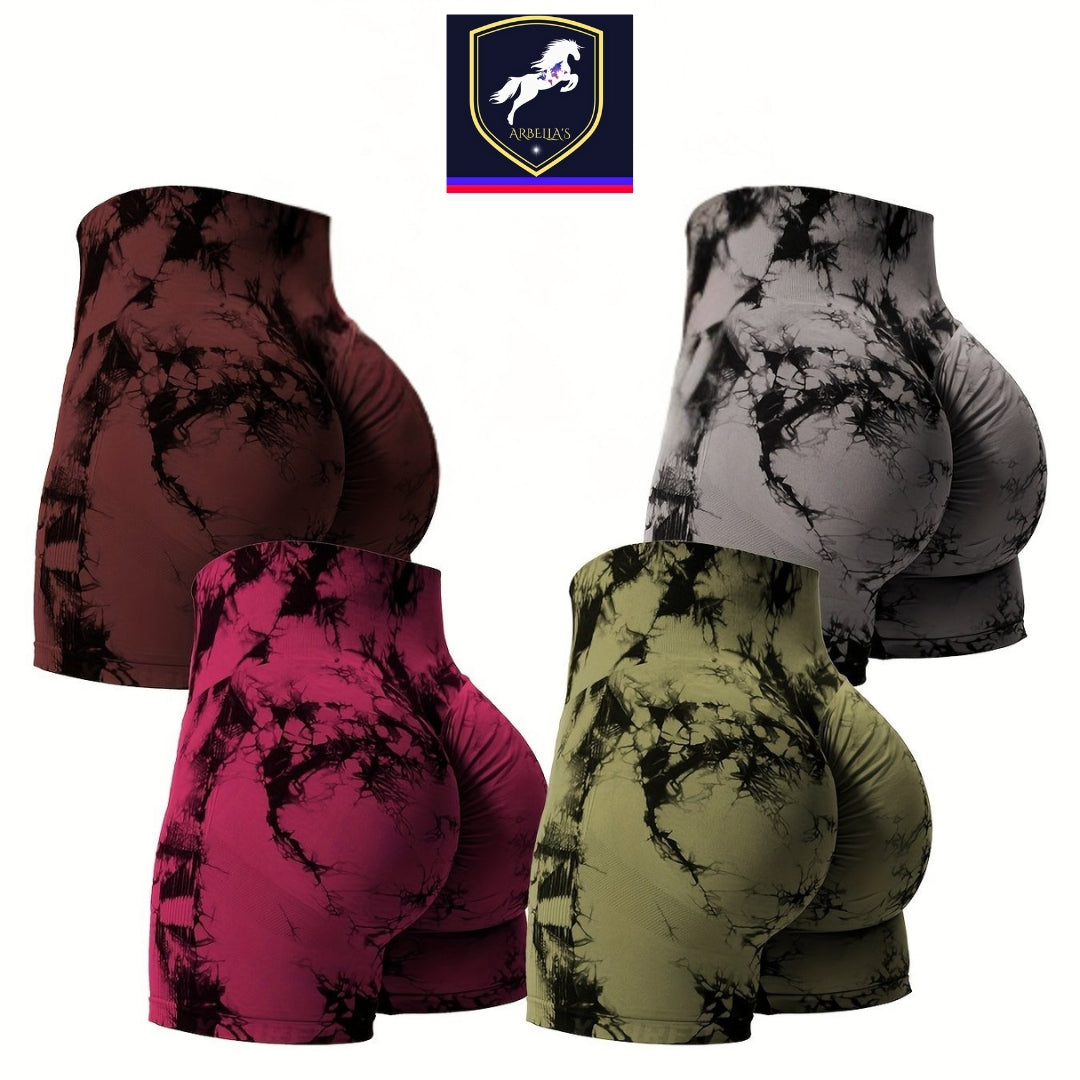 4 Pcs mix color Women's Scrunch Butt Lifting High Waisted Yoga Gym Shorts  - Seamless, Comfortable, Stylish Activewear for Fitness Store ARBELLA'S