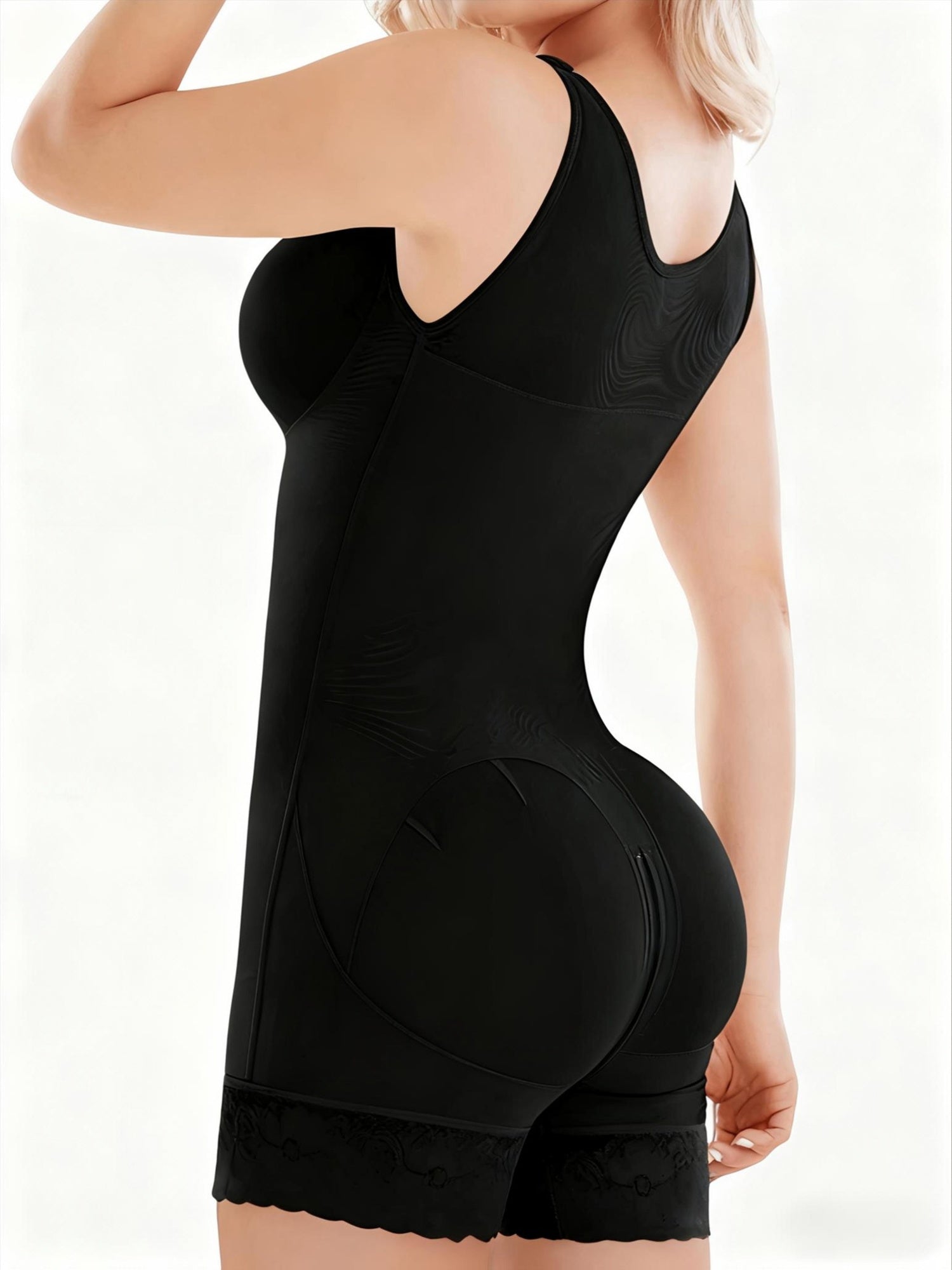 1pc Women's Postpartum Tummy Control Shapewear Bodysuit - High Support Butt Lifter with Front Zipper, Lace Trim & No Padding, Solid Color Body Shaper for Postpartum & Casual Attire, Postpartum Shapewear, Postpartum Support, S Store ARBELLA'S