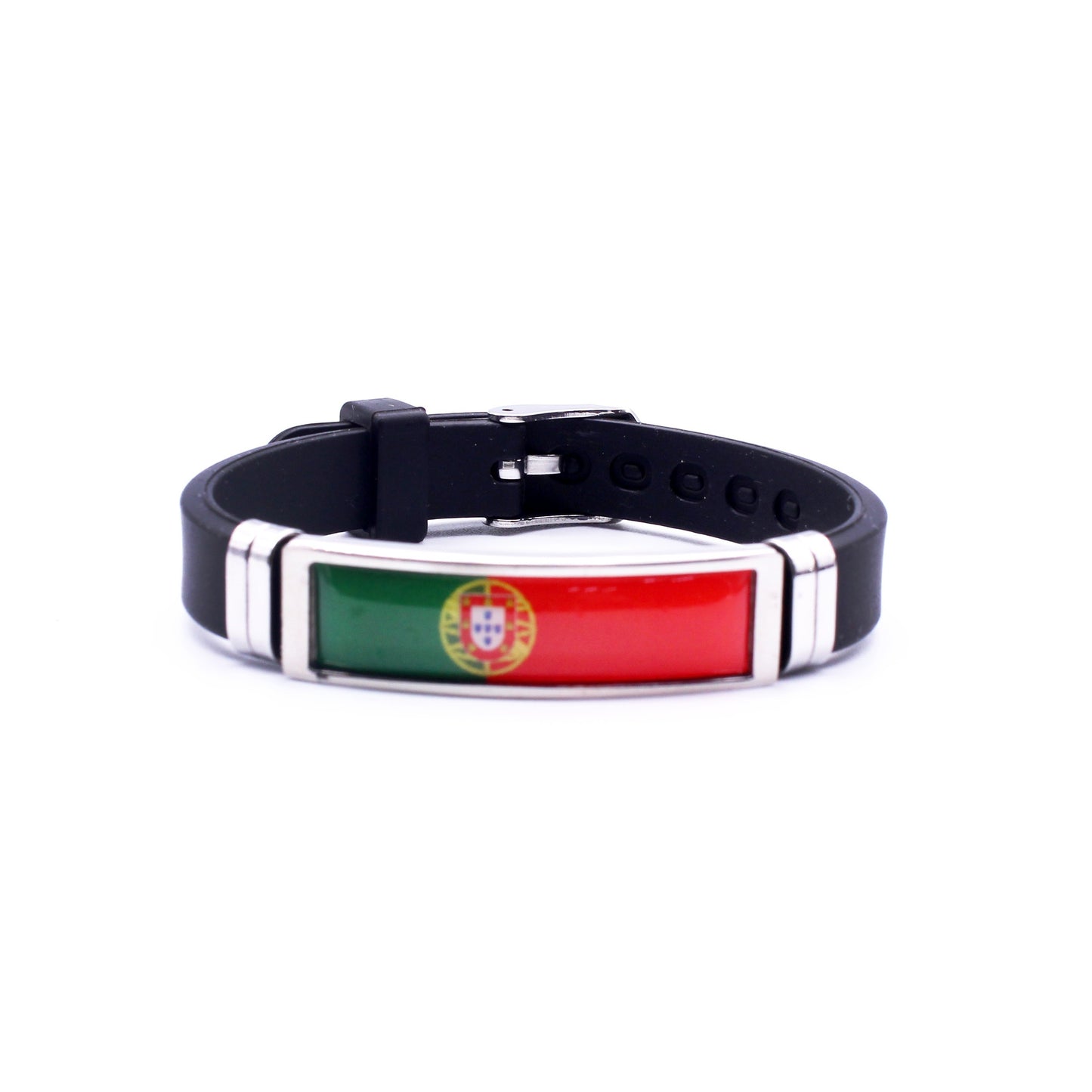 Adjustable Patriotic Flag Bracelet - Versatile Black Silicone Wristband for Sports Fans