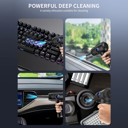 High-Powered Electric Cordless Air Duster - 6000mAh Fast-Charging, 51000 RPM 4-Speed Blower with LCD Display and LED Light - Perfect for Deep Cleaning Computers & Keyboards, A Canned Air Alternative