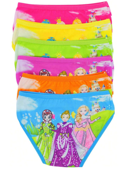 Girl's 12 Pack Of Colorful Princess Print Cute Stretch Bikini Panty Briefs Store ARBELLA'S