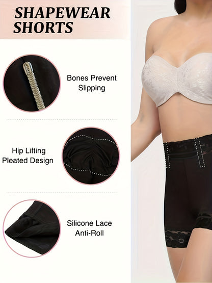 3pcs Women's Hip Lifting Underwear - Adjustable Abdominal Control Seamless Tight Shorts with Lace Trim, Medium Stretch, No Hip Cushion, Hand Wash Only, All-Season Comfort (Black/Beige/Nude), Body Shaping Underwear. Store ARBELLA'S