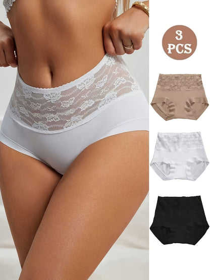Conjunto de 3 piezas de ropa interior para mujer de cintura alta, elegante y con contorno - Control de abdomen y realce. 2