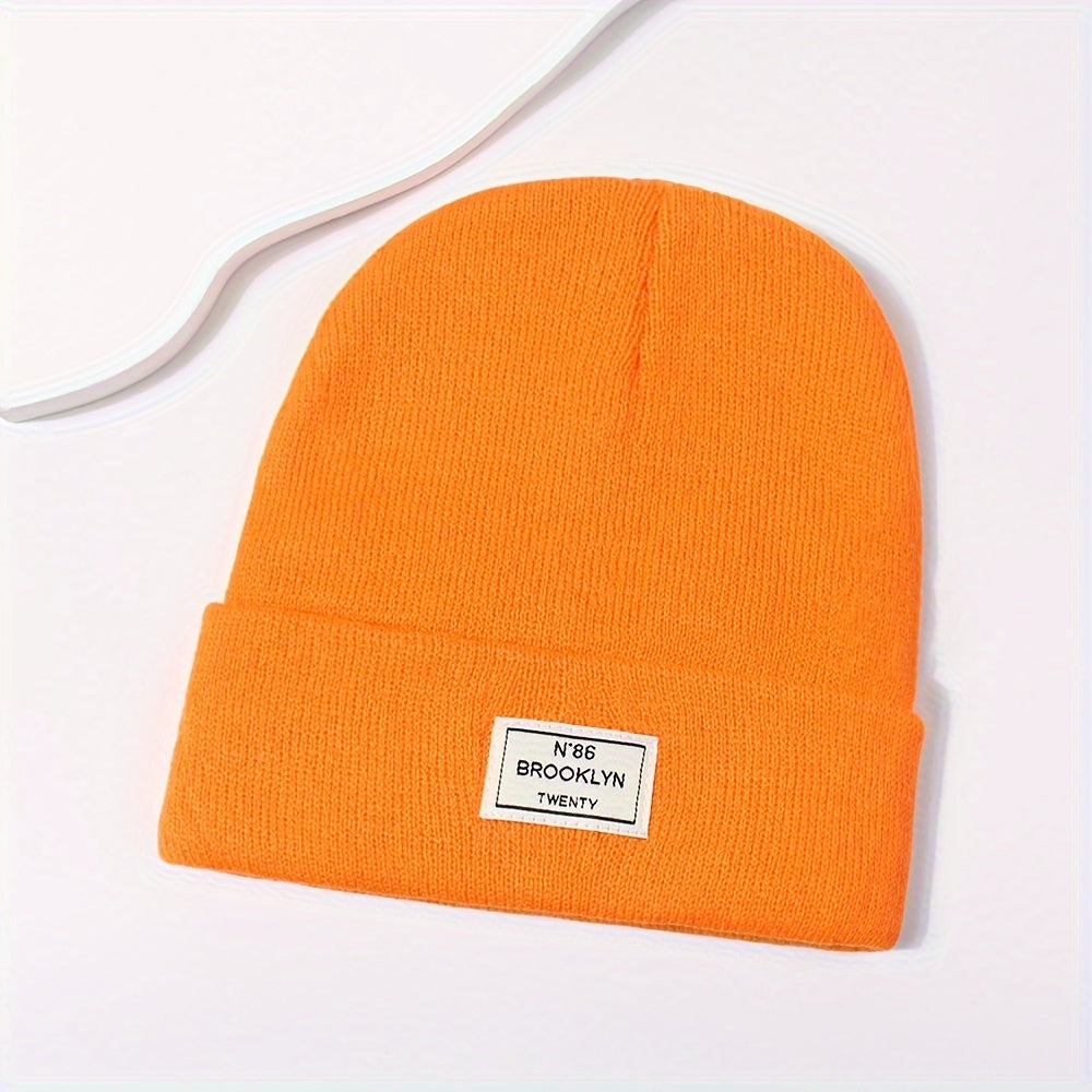 Candy Color Unisex Basic Beanie Simple Label Patch Knit Hats Warm Skull Cap Cuffed Beanies For Women Men Autumn & Winter Store ARBELLA'S