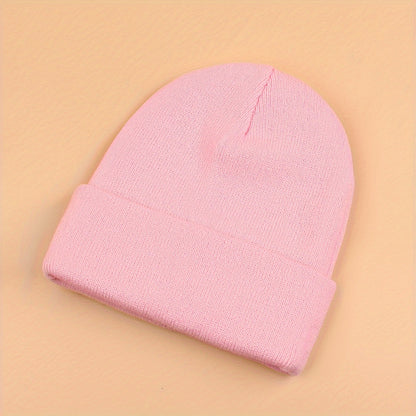 Candy Color Unisex Basic Beanie Simple Label Patch Knit Hats Warm Skull Cap Cuffed Beanies For Women Men Autumn & Winter Store ARBELLA'S