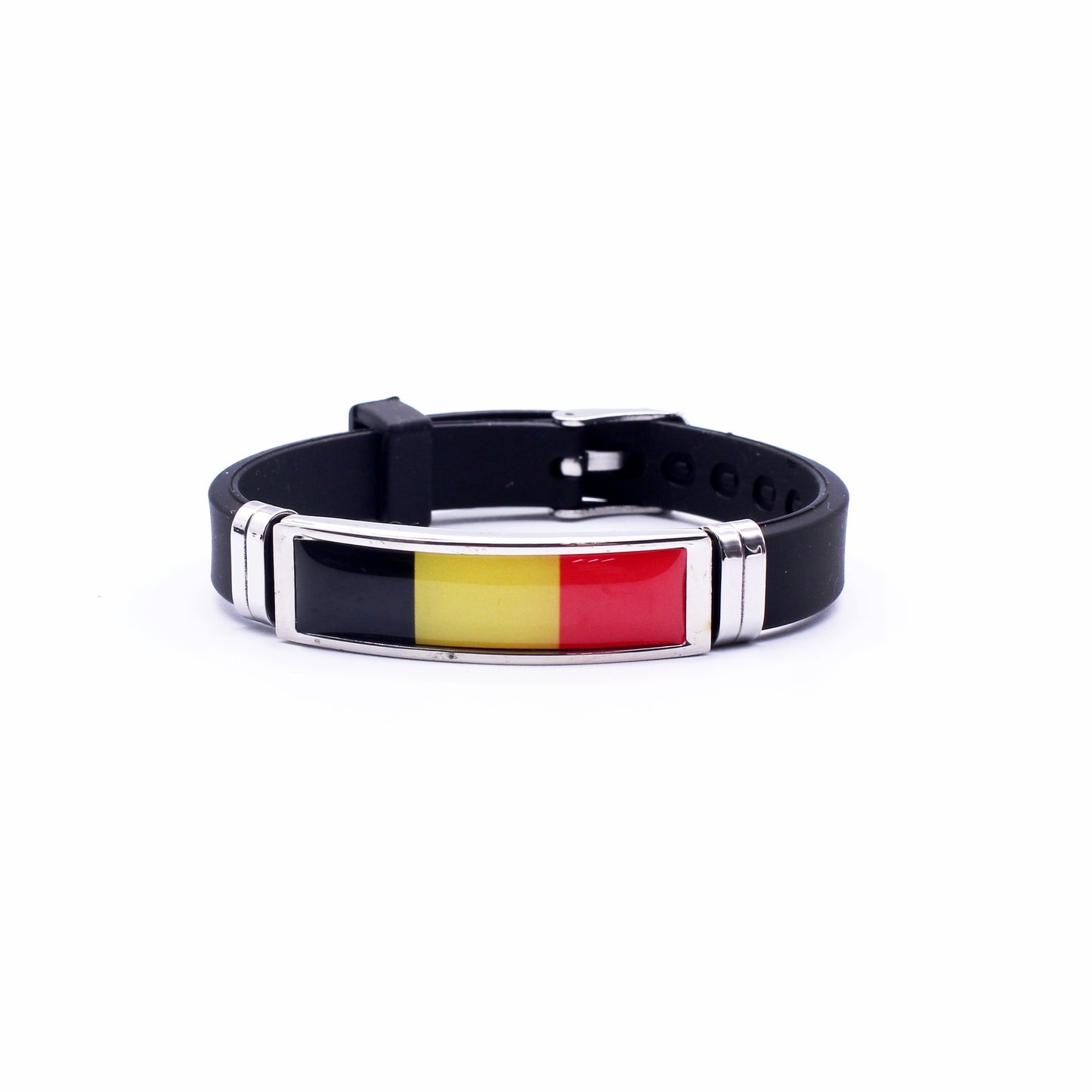 Adjustable Patriotic Flag Bracelet - Versatile Black Silicone Wristband for Sports Fans