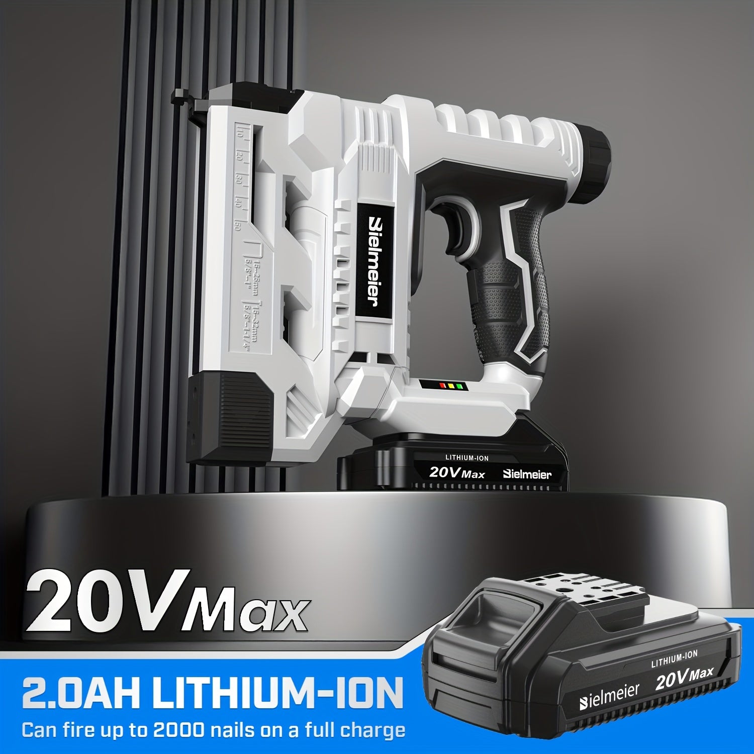 Cordless 2-in-1 Nail Gu] Bielmeier 2-in-1 Cordless Nail Gun 20V/4V, No Compressor, No Cord, Lightweight Design for Carpentry & Upholstery, with LED Work Light, Safety Striker Guard, Adjustable Depth, Battery & Charger, 1600/2 Store ARBELLA'S