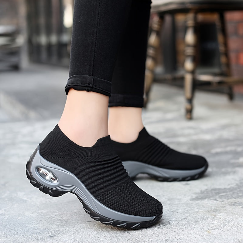 Lightweight Womens Geometric Low Top Sneakers - Breathable Fabric Upper, Air Cushion Sole, EVA Insole, Pull-On Closure, Perfect for Summer - Comfortable and Stylish Footwear