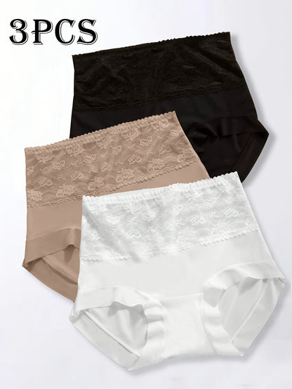Conjunto de 3 piezas de ropa interior para mujer de cintura alta, elegante y con contorno - Control de abdomen y realce. 6