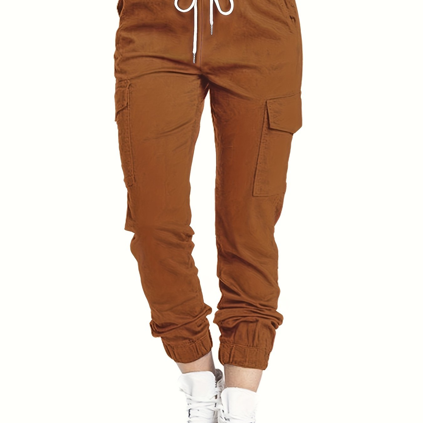 Y2K Chic Drawstring Cargo Pants - Stretchy Elastic Waist, Long Length, Multiple Pockets, Casual Comfortable Women's Clothing for Everyday Wear Store ARBELLA'S