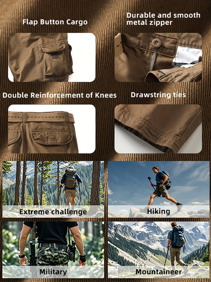 Men's 10-Pocket  Outdoor Pants - Durable Cotton Anti-Tear Fabric, Loose Fit Straight-Leg Design with Multiple Utility Pockets for Hiking, Camping & Casual Wear (Spring/Fall/Summer). Store ARBELLA'S