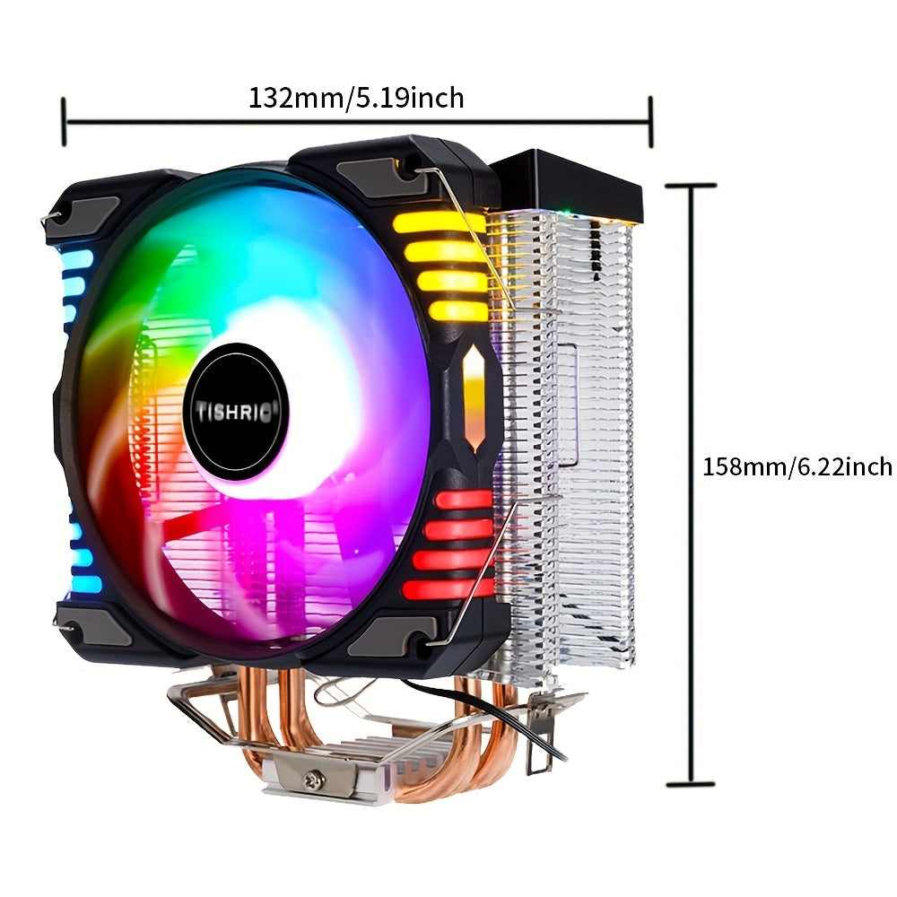 CPU Cooling Fan RGB 4Pin PWM 4 Heat Pipes CPU Processor Cooler Radiator PC 120MM Fan For Intel LGA 1700 1200 1150 1151 1155 2011 X79 X99 AM3 AM4