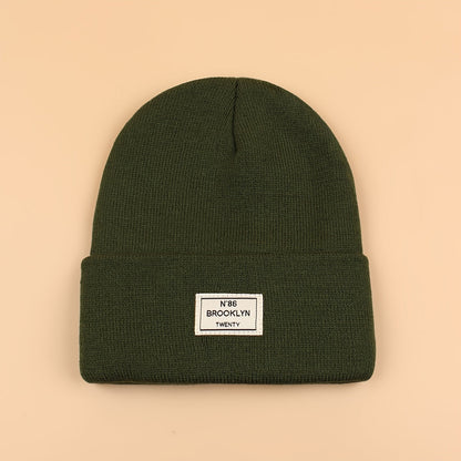 Candy Color Unisex Basic Beanie Simple Label Patch Knit Hats Warm Skull Cap Cuffed Beanies For Women Men Autumn & Winter Store ARBELLA'S