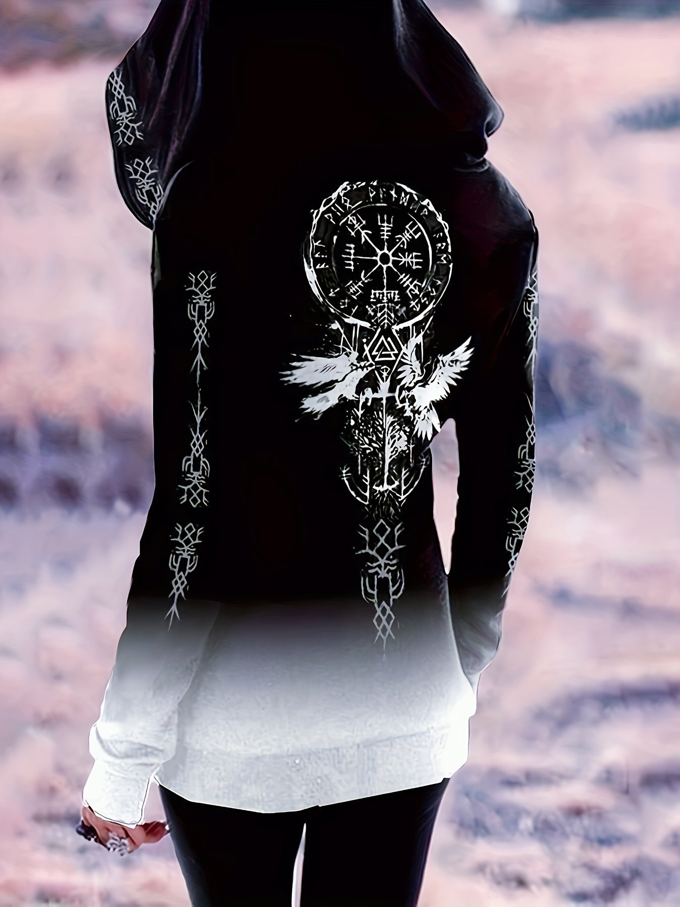 Vintage-Inspired Gradient Zip-Up Hoodie for Women - Long Sleeve, Polyester, Machine Washable Store ARBELLA'S