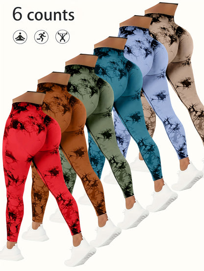 6pcs Workout  Leggings Sets For Women, Gym Scrunch ButtButt Lifting Seamless Leggings Store ARBELLA'S