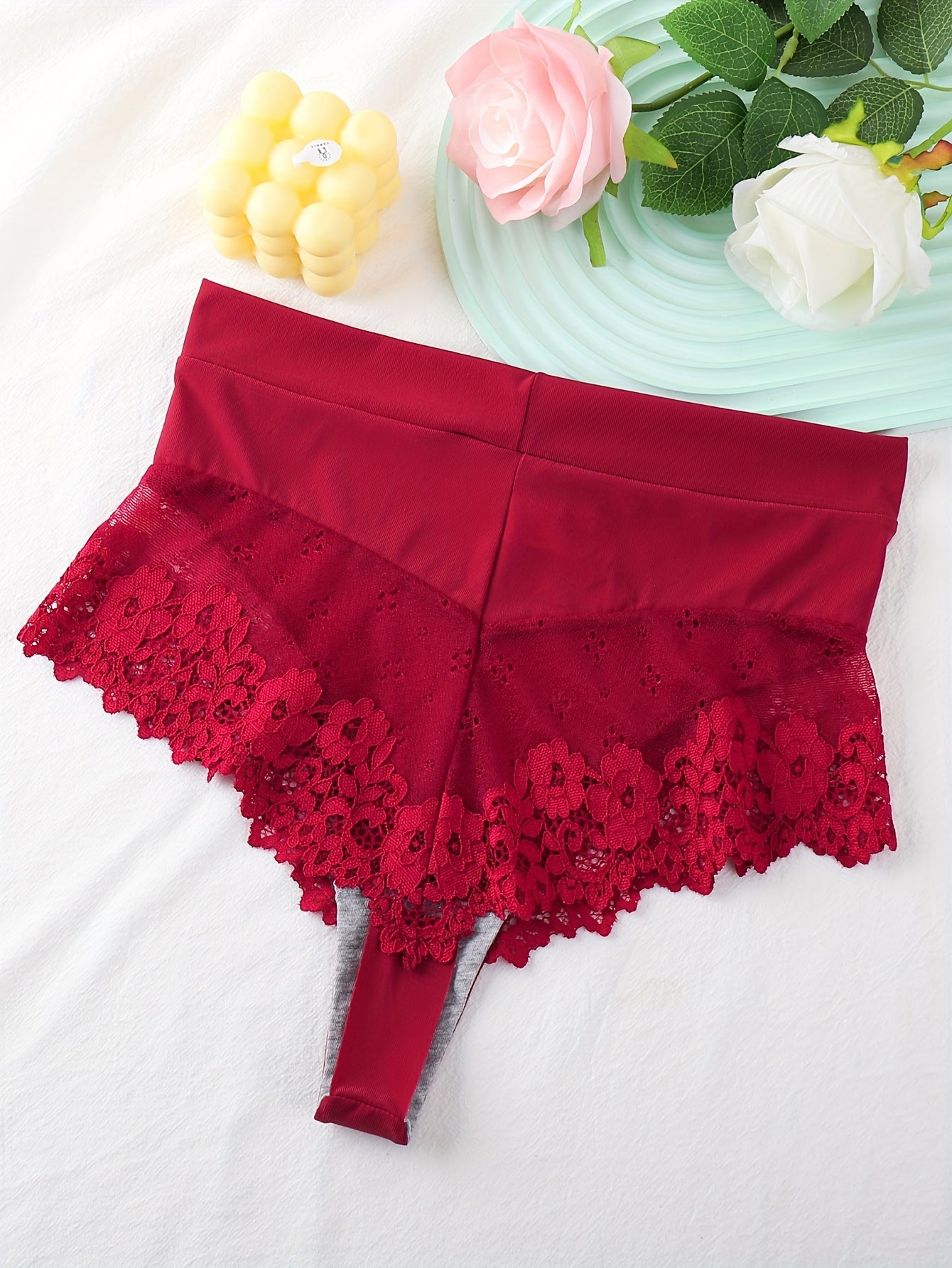 Hot Contrast Lace Thongs, Comfy & Breathable Intimate Panties, Women's Lingerie & Underwear