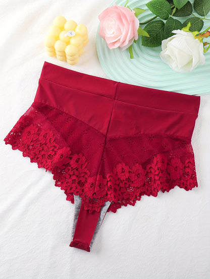 Hot Contrast Lace Thongs, Comfy & Breathable Intimate Panties, Women's Lingerie & Underwear