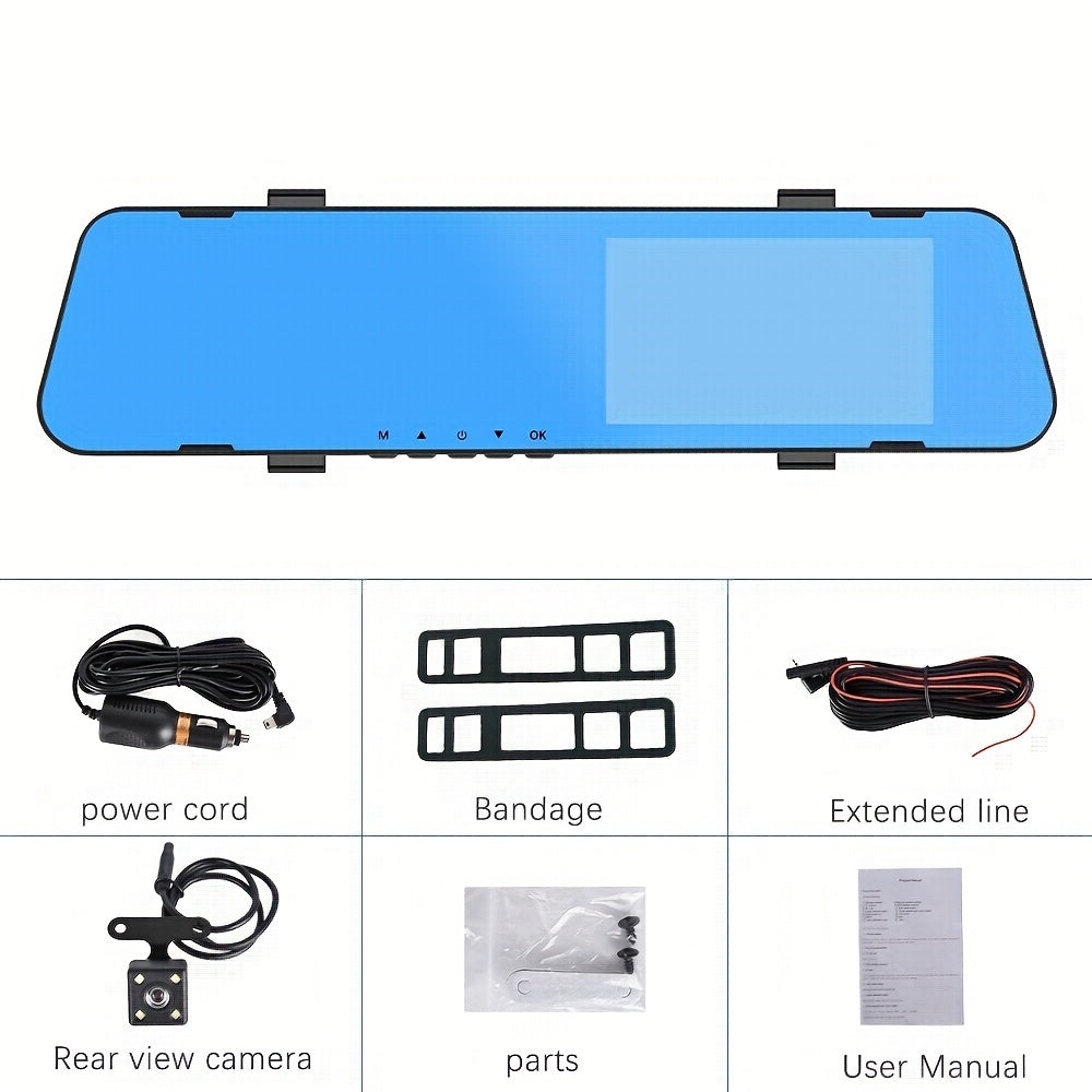 4.5in rearview mirror recorder Full Hd 1080p rearview mirror automobile dash cam dual lens video recorder automobile DVR dash cam cycle