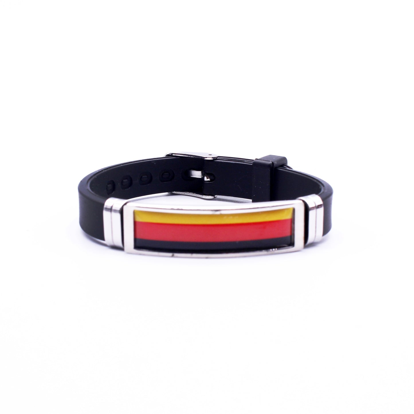 Adjustable Patriotic Flag Bracelet - Versatile Black Silicone Wristband for Sports Fans